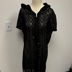 Jaclyn Smith Black Lace Swim Coverup